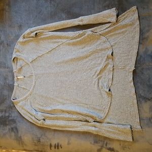 Free People Ventura Slouchy Gray Waffle Knit Thermal Top